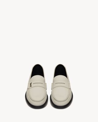 Women's Le Loafer Penny Slippers in Smooth Leather in Pearl