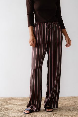 The Silk Pinstripe Drawstring Pant