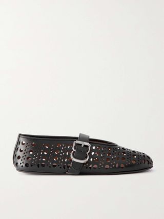 Perforated Leather Ballet Pumps