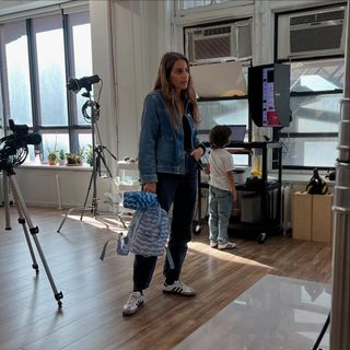 Vee Collective founder Lili Radu wearing a Loewe denim jacket