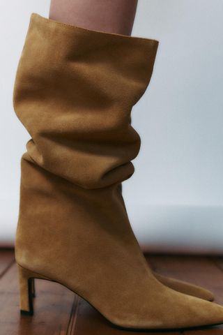 Split Suede Heeled Boots