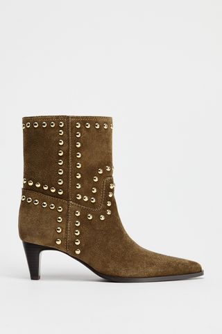 Studded Split Suede Ankle Boots