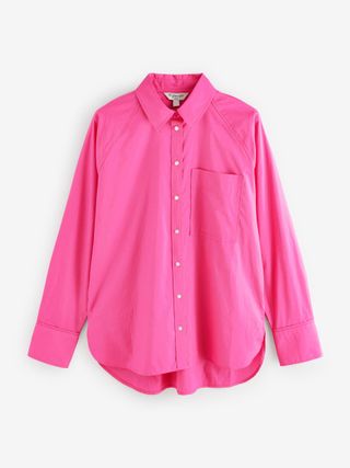 Fushsia Pink Oversized Long Sleeve 100% Cotton Shirt