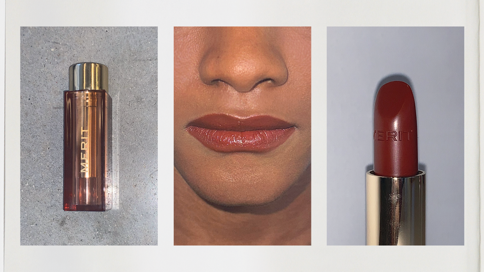 Image may contain Cosmetics Lipstick Bottle Perfume and Person