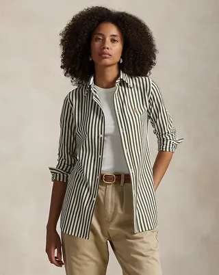 Striped Knit Oxford Cotton Shirt