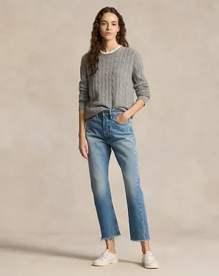 High Rise Relaxed Straight Crop Jean