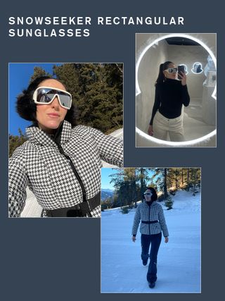 senior fashion editor Anna LaPlaca trying on the best Moncler sunglasses