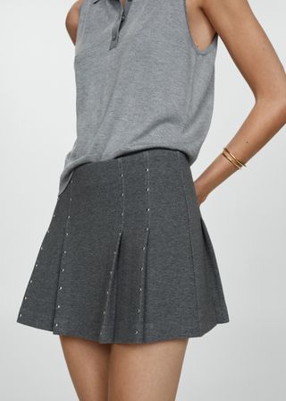 Mini-Skirt With Studs - Women | Mango Usa