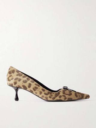 Scarlett 50 Lace-Up Leather-Trimmed Leopard-Print Pony Hair Pumps