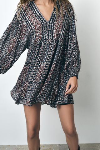 Metallic Thread Printed Dress