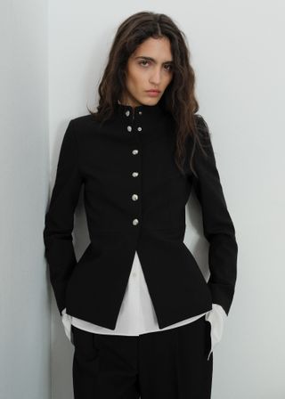 Jacket With Jewel-Button Strip Collar - Women | Mango United Kingdom