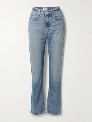 High Rise Stovepipe Frayed Straight-Leg Organic Jeans