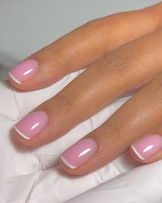 Baby pink glow French manicure