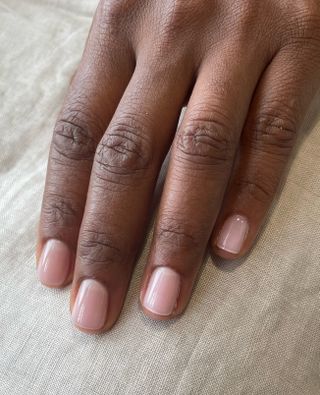 Short micro French glow manicure