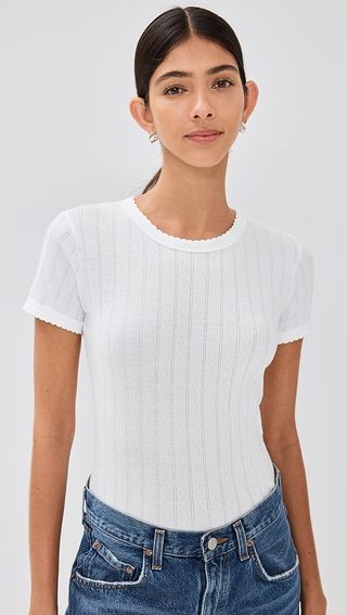 Leset Pointelle Short Sleeve Tee