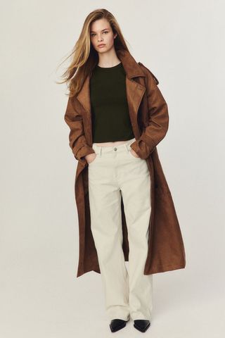 Wide-Leg Twill Pants