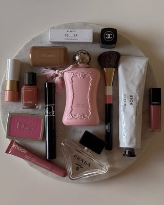 flatlay of beauty products