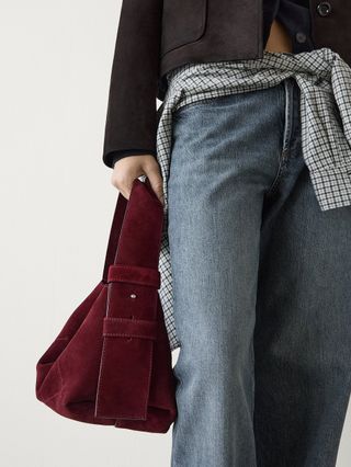 Split Suede Shoulder Bag