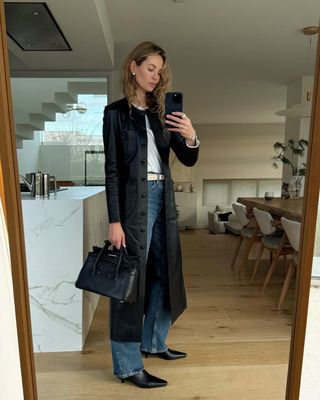 Fashion influencer Anouk Yve wearing a collarless jacket from Loulou de Saison.