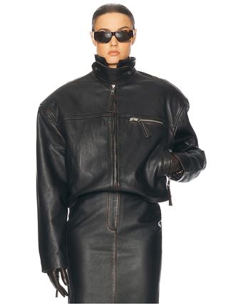 Helsa, Leather Oversized Moto Jacket