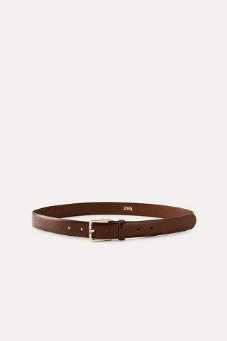 Leather Belt With Square Buckle