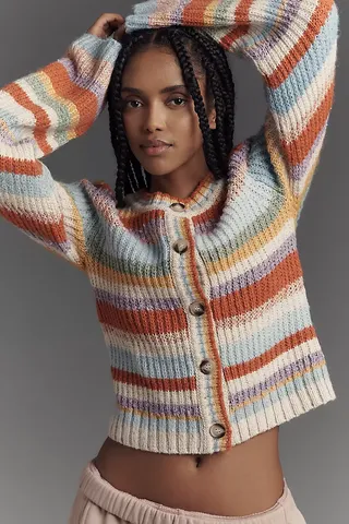 Pilcro Ribbed Multi-Stripe Cardigan