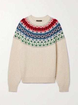 Noel Fair Isle Cable-Knit Cashmere Sweater