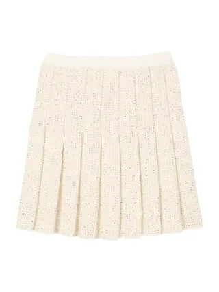 Short Tweed Pleated Skirt