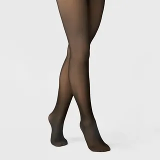 Women's Flat Knit Sheer Illusion Fleece Lined Tights - a New Day™ Black