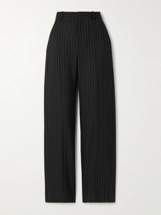 Pinstriped Wool-Twill Straight-Leg Pants