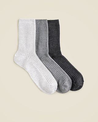 Ribbed Cotton Trouser Socks Three-Pack