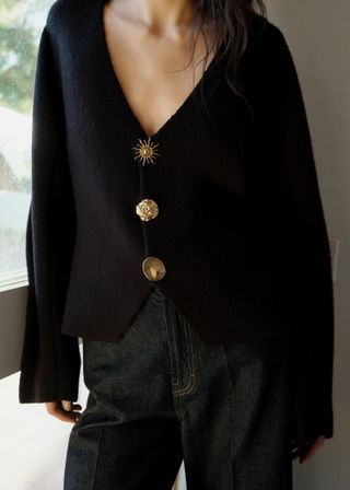 Knitted Jacket With Jewel Buttons - Women | Mango United Kingdom