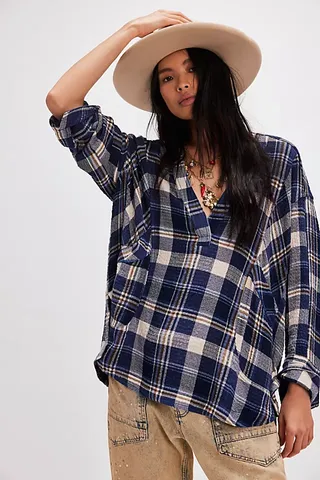 We the Free by the Shore Plaid Shirt