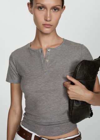 Buttoned Lyocell T-Shirt - Women | Mango Usa