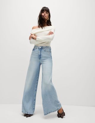 Lyocell™ Blend Wide Palazzo Leg Jeans