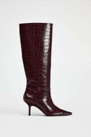 Textured Stiletto Heel Boots