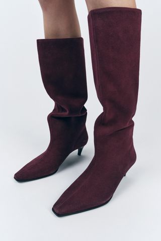 Suede Kitten Heel Ankle Boots