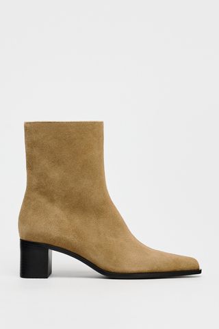 Mid-Calf Split Suede Ankle Boots