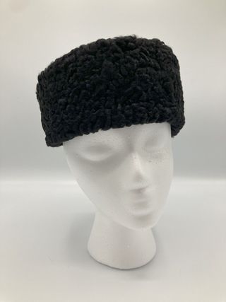 Florence Esther Vintage Black Persian Lamb Pillbox Hat