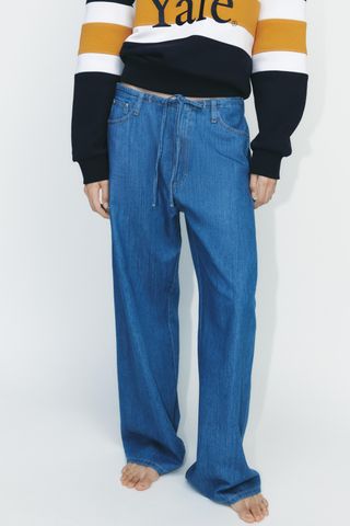 Denim Pajama-Style Pants