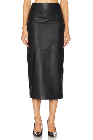 L'Academie By Marianna Bruni Leather Midi Skirt