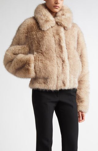 Stand Studio Lena Faux Fur Crop Jacket