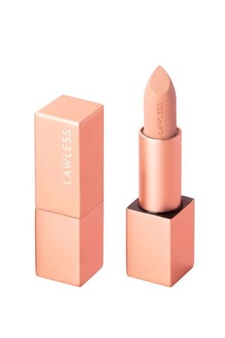 Lawless Forget the Filler Lip-Plumping Satin Cream Lipstick in Platinum