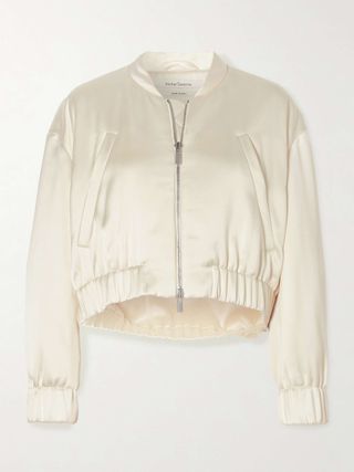 Cropped Satin Bomber Jacket