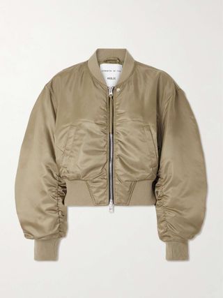 + Shoreditch Ski Club Jett Cropped Recycled Satin-Twill Bomber Jacket