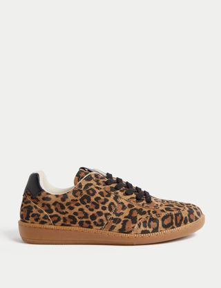 Leather Leopard Print Trainers