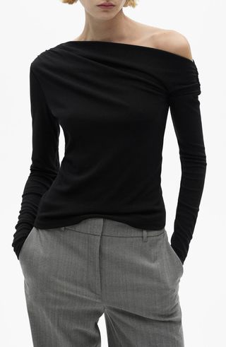 Dakota Asymmetric Cowl Neck Long Sleeve Top