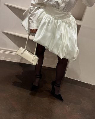 woman wearing bubble dress trend