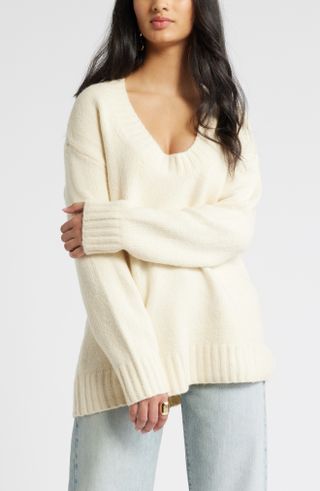 Open Edit, Oversize V-Neck Sweater