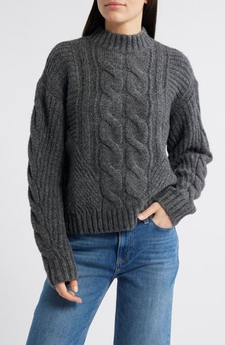 Mock Neck Cable Stitch Sweater